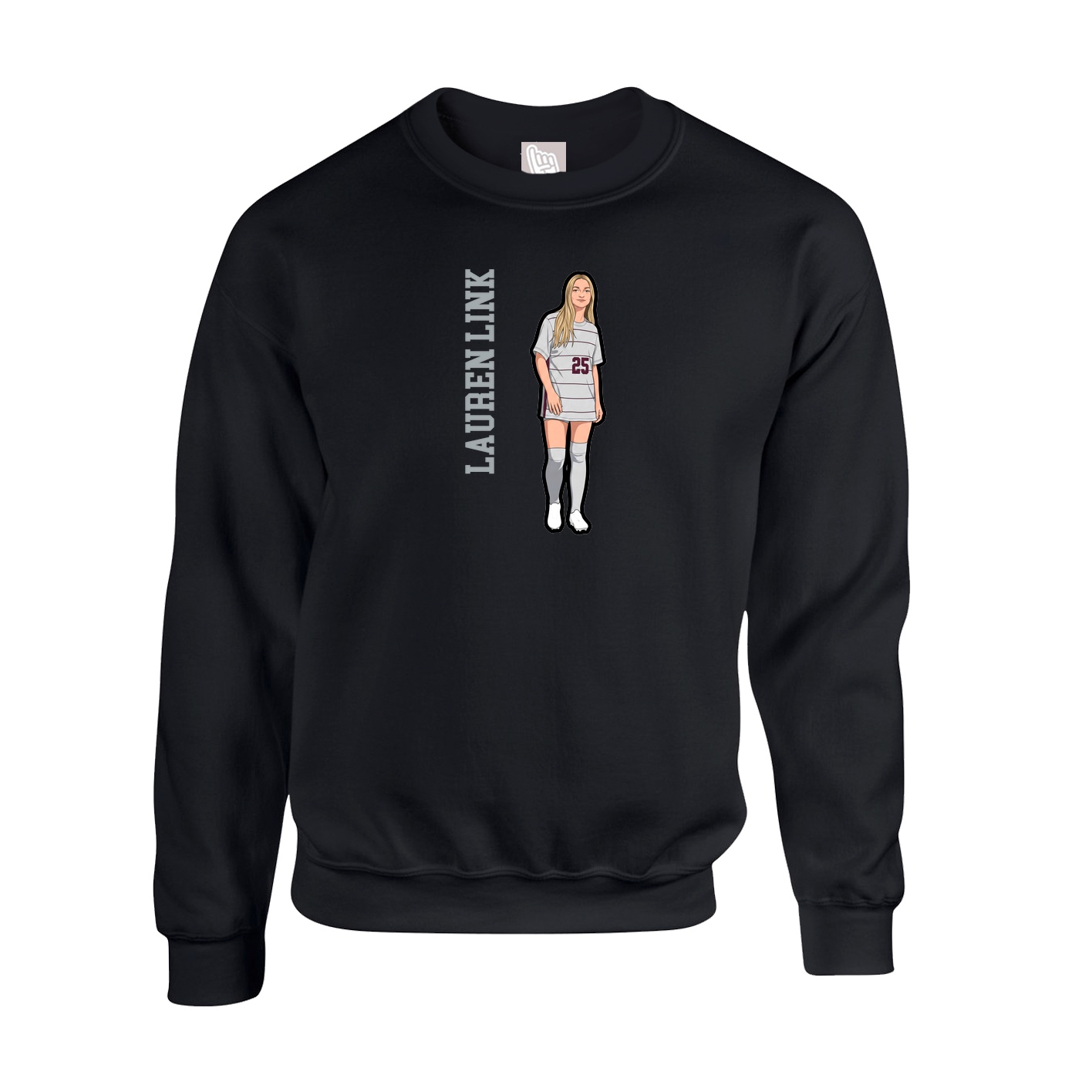 Fleece Crew — Name Vertical in Black