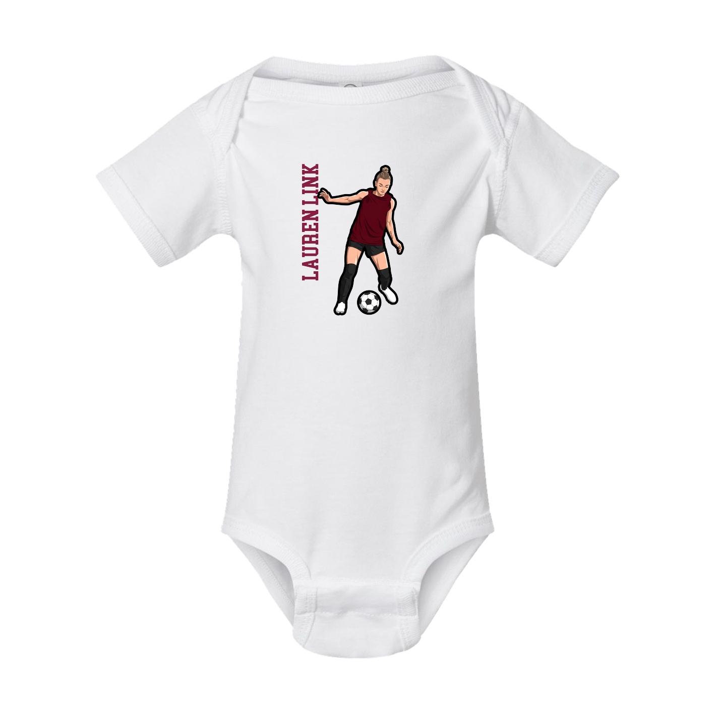 Baby Onesie — Name Vertical in White
