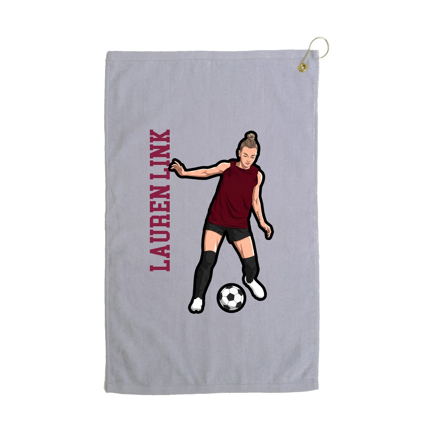 Golf Towel — Name Vertical in Grey