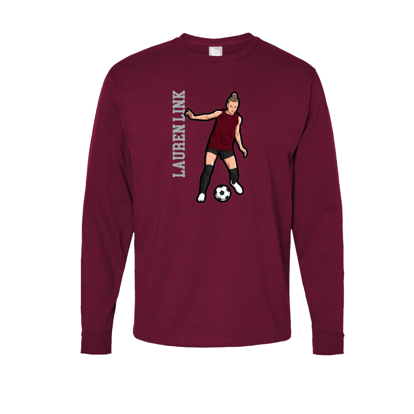 Long Sleeve Tee — Name Vertical in Cardinal