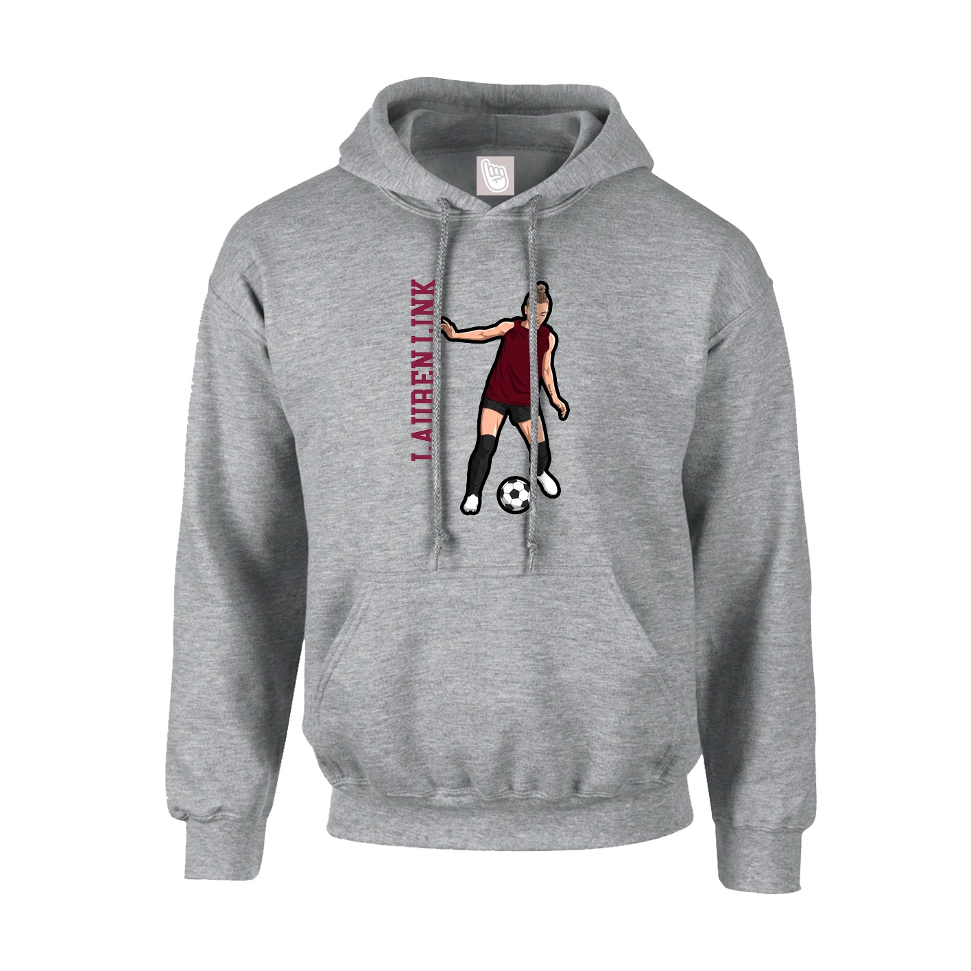 Youth Hoodie — Name Vertical in Grey