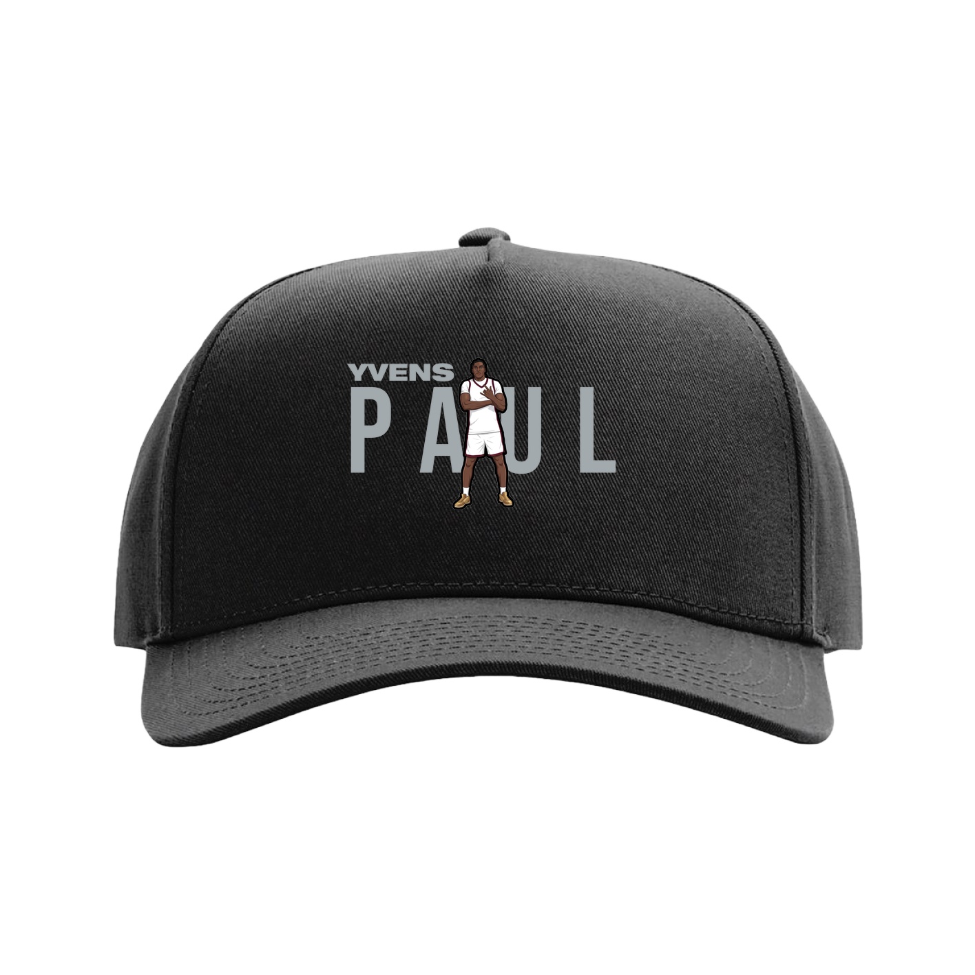Full Fabric Five-Panel Champ Cap — Player Name in Black