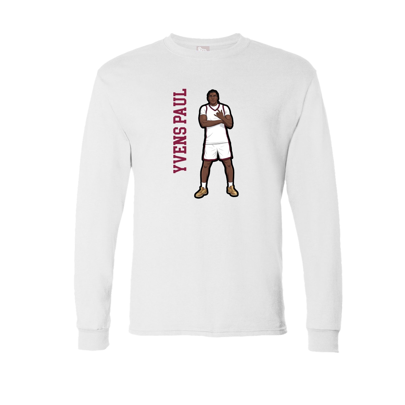 Long Sleeve Tee — Name Vertical in White