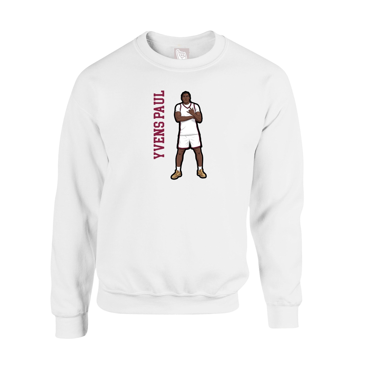Fleece Crew — Name Vertical in White