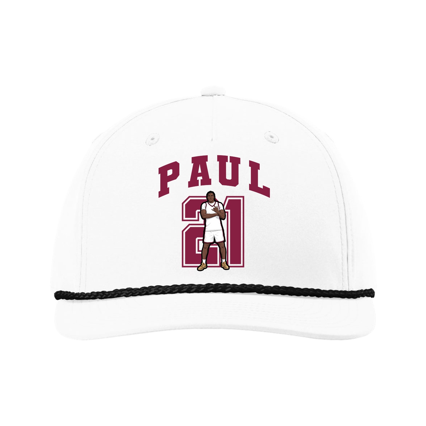 Five-Panel Classic Rope Cap — Number in White