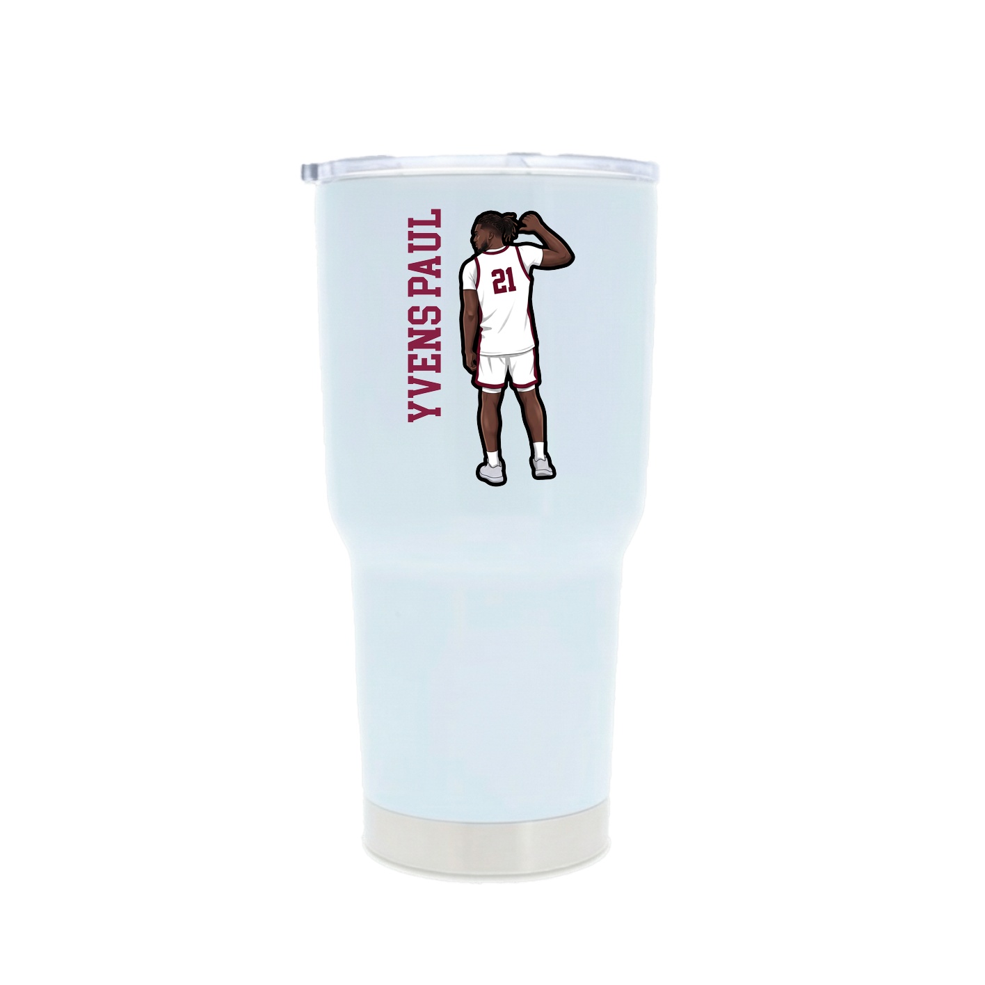 30oz Stainless Steel Tumbler — Name Vertical in White