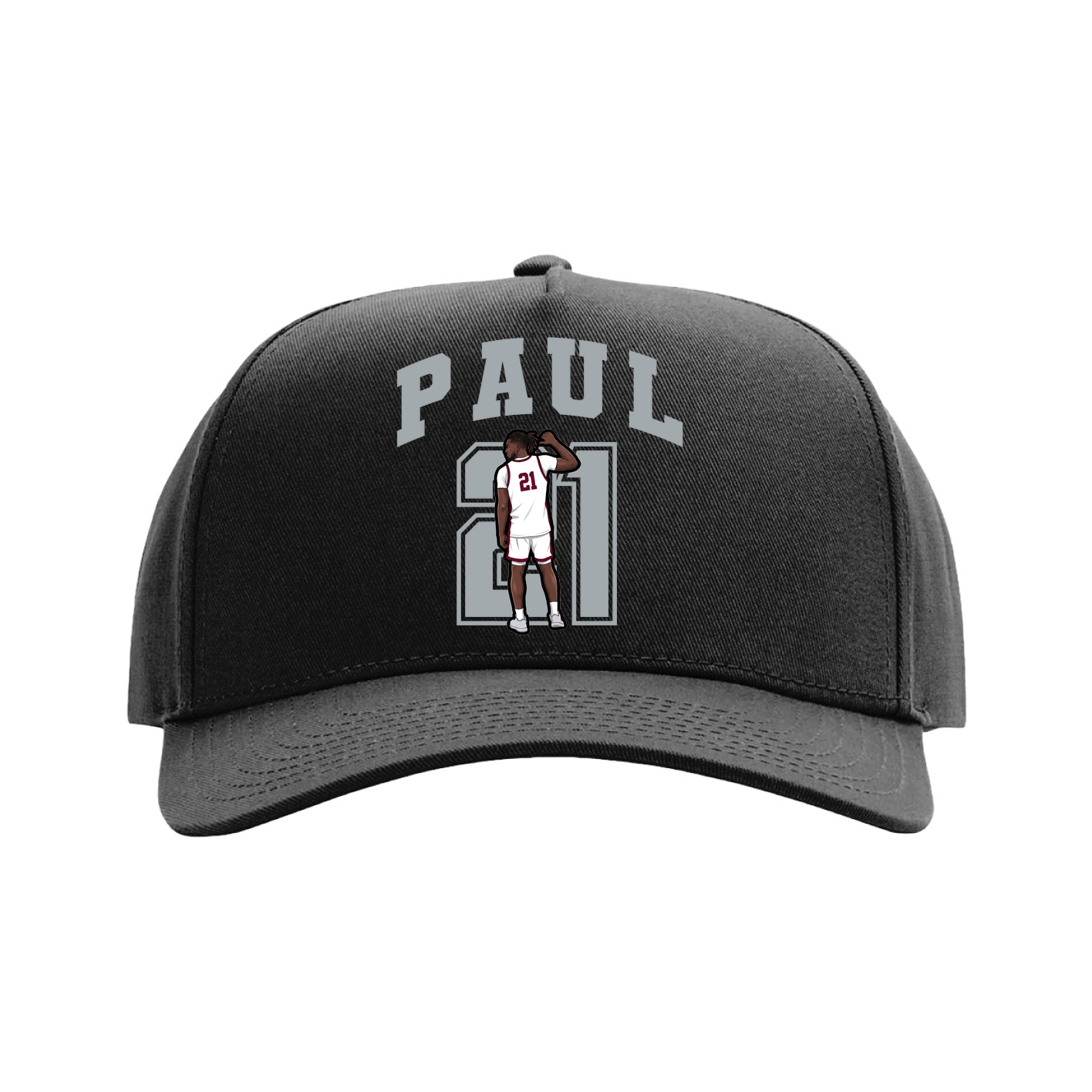 Full Fabric Five-Panel Champ Cap — Number in Black
