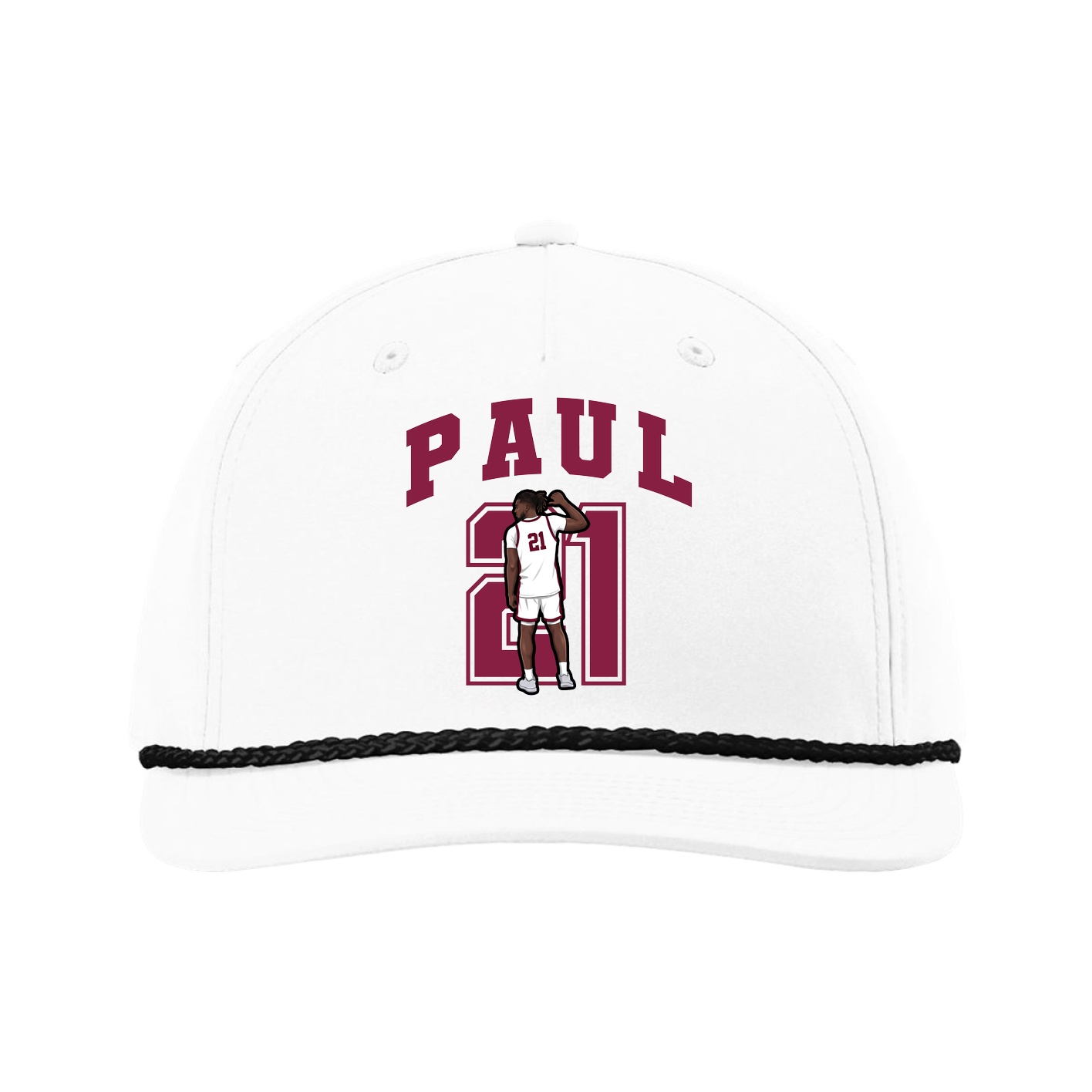 Five-Panel Classic Rope Cap — Number in White