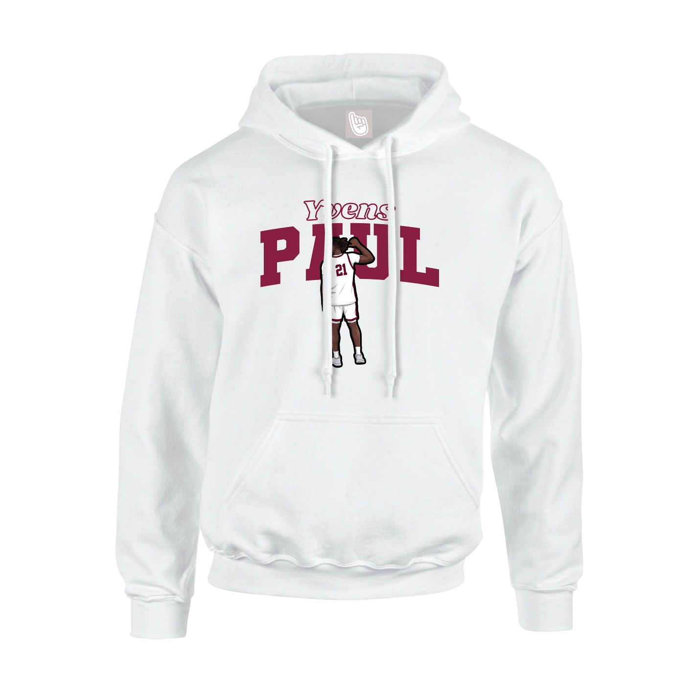 Youth Hoodie — Name Arch in White