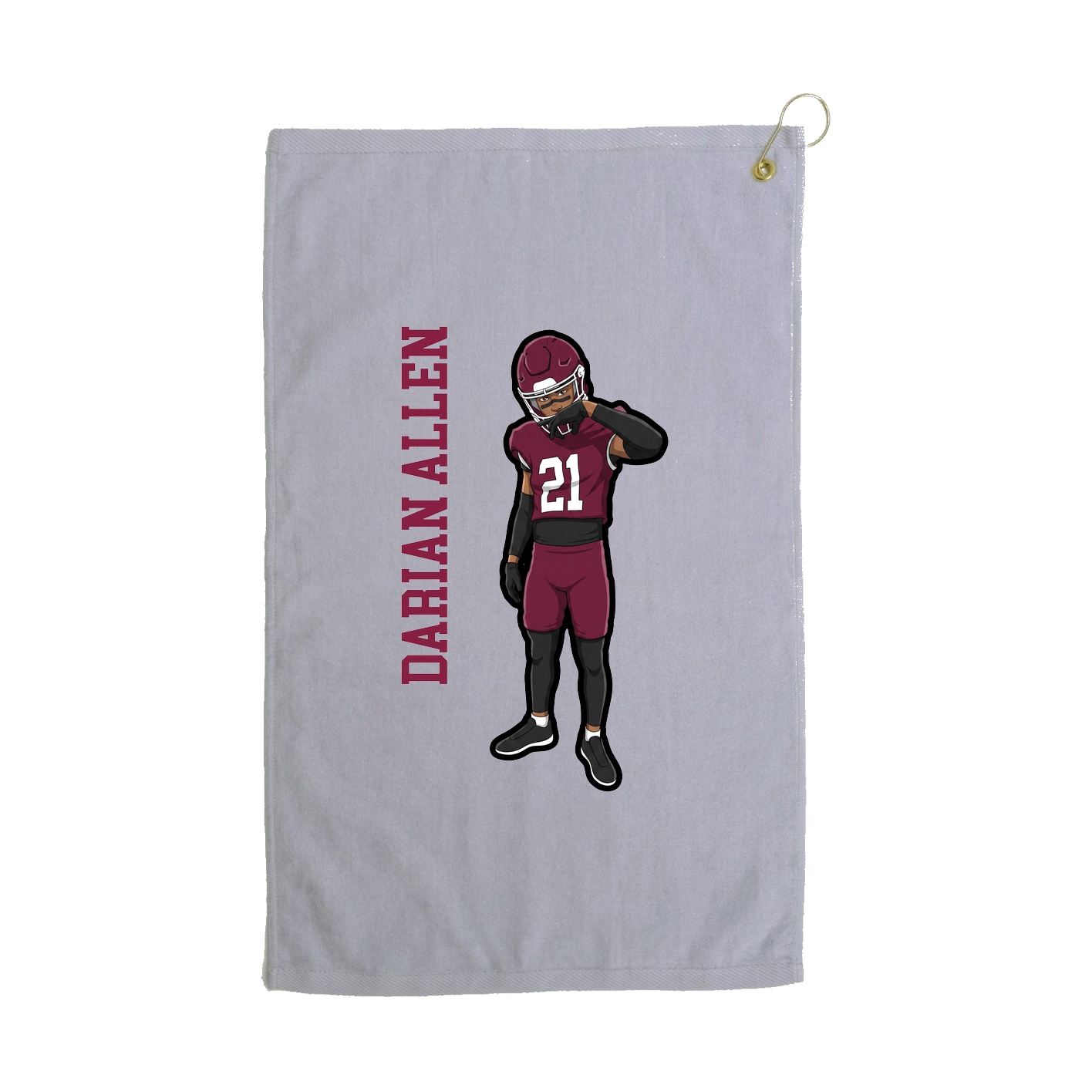 Golf Towel — Name Vertical in Grey