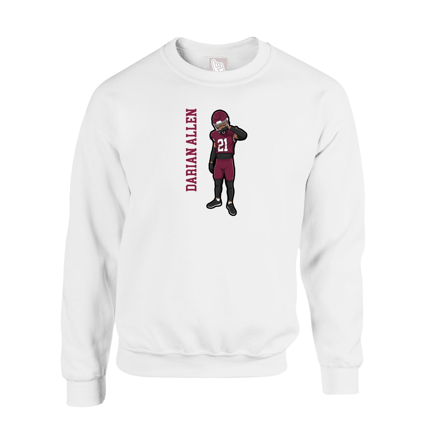 Fleece Crew — Name Vertical in White