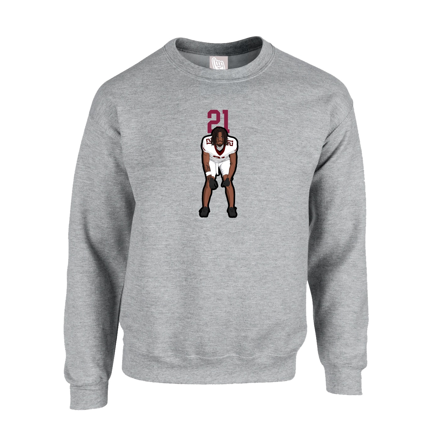 Fleece Crew — Number Top in Grey