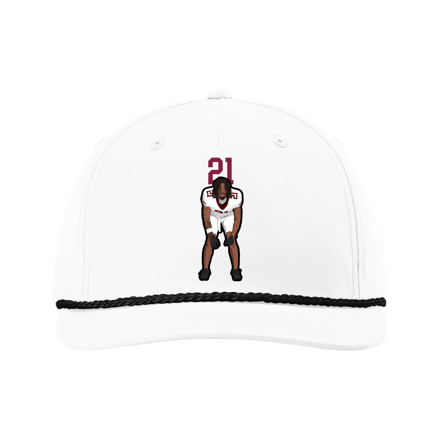 Five-Panel Classic Rope Cap — Number Top in White