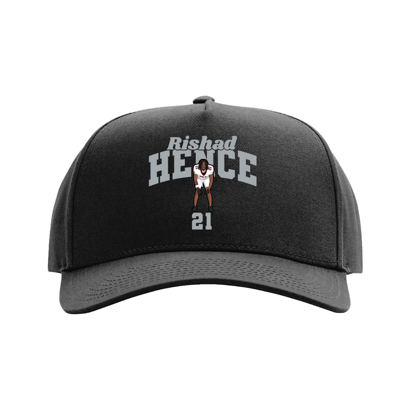 Full Fabric Five-Panel Champ Cap — Signature Arch in Black
