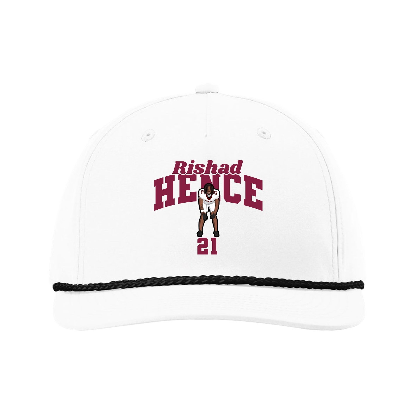 Five-Panel Classic Rope Cap — Signature Arch in White