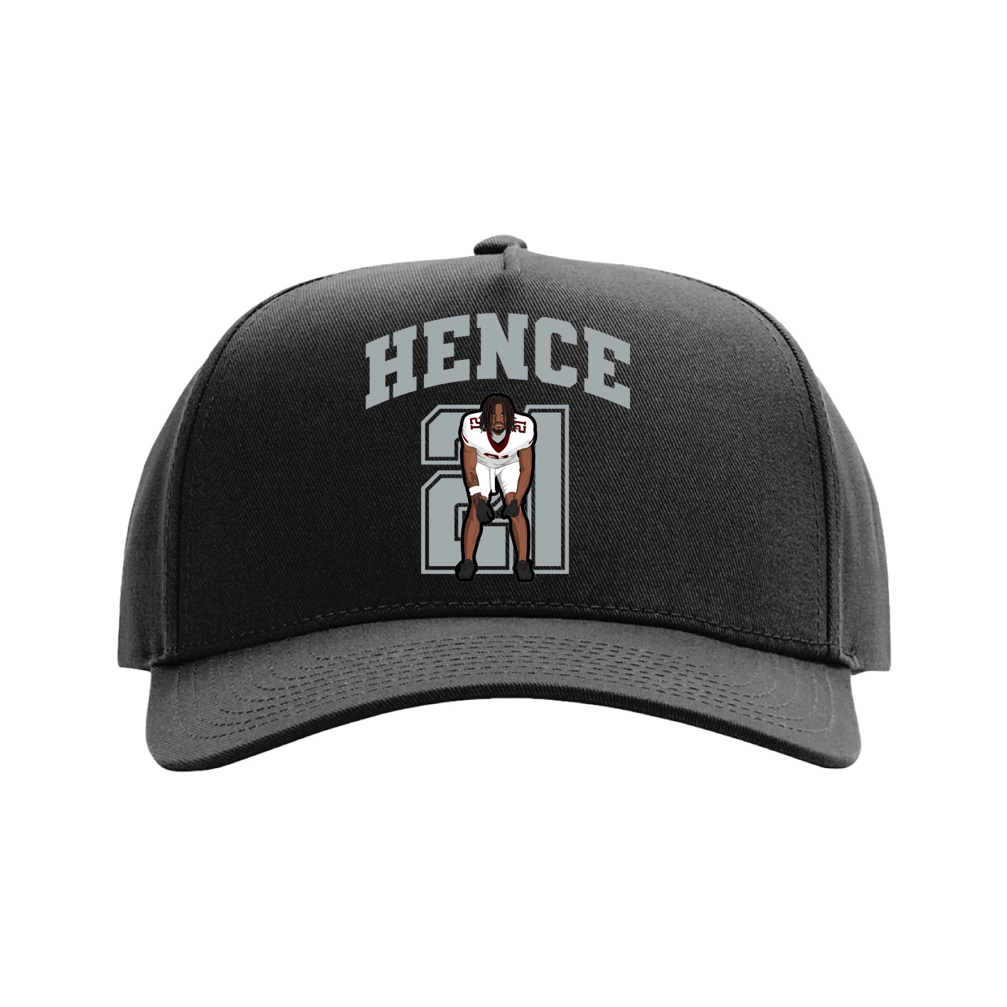 Full Fabric Five-Panel Champ Cap — Number in Black