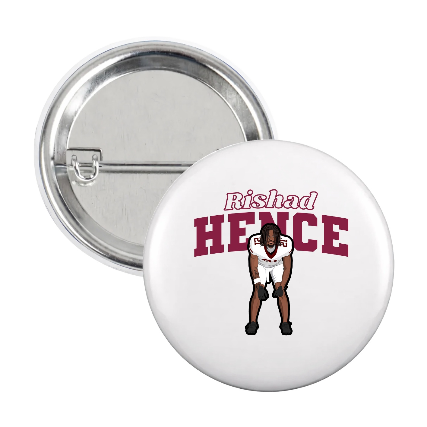 Game Day Button — Name Arch in White