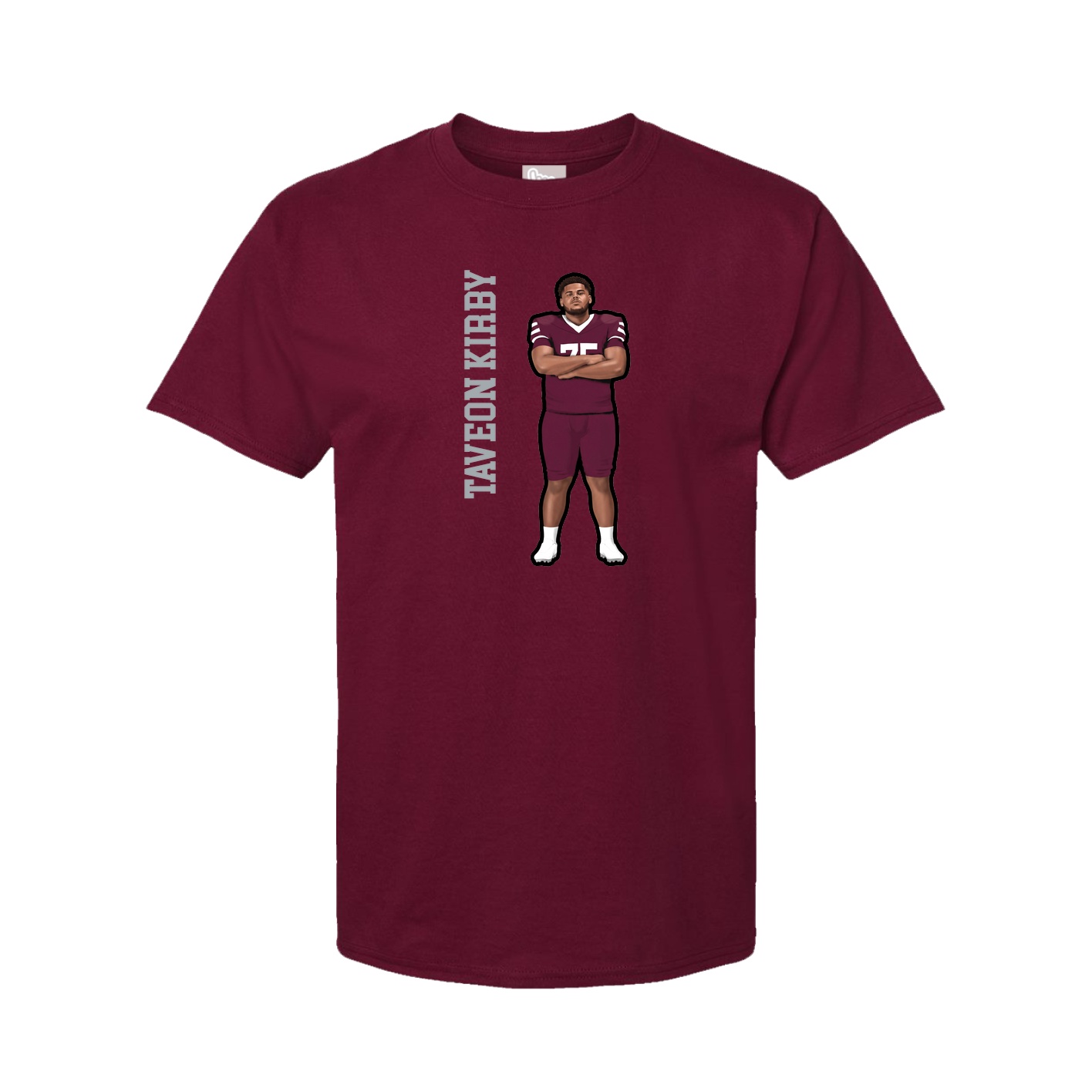 Youth Tee — Name Vertical in Cardinal