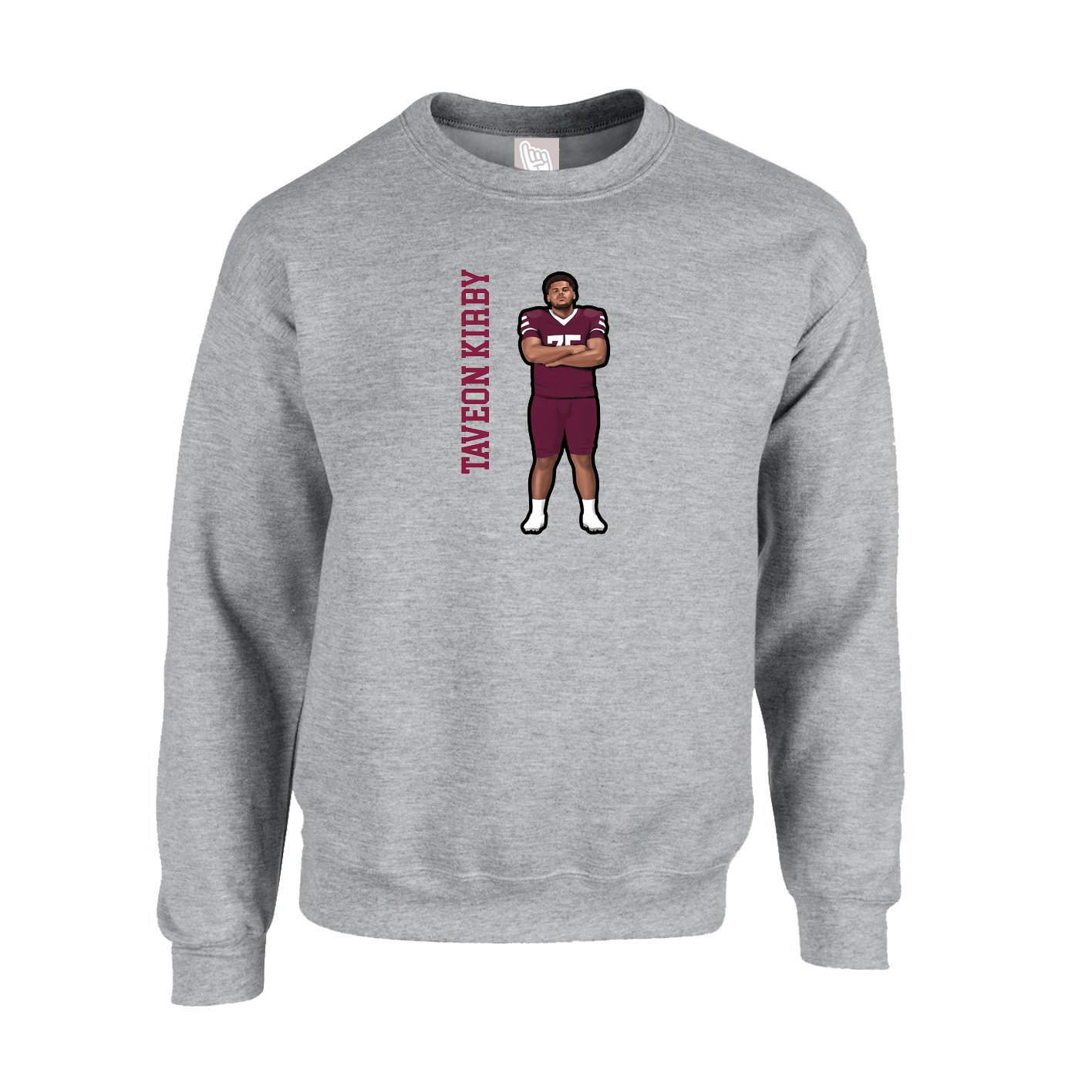 Fleece Crew — Name Vertical in Grey
