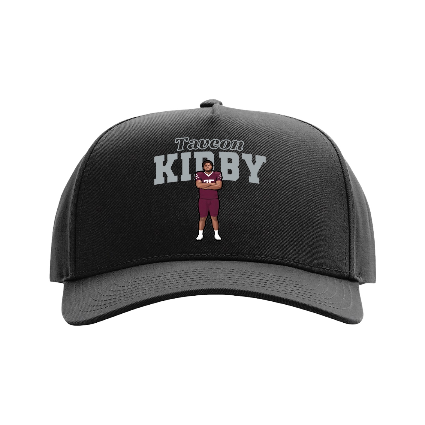 Full Fabric Five-Panel Champ Cap — Name Arch in Black