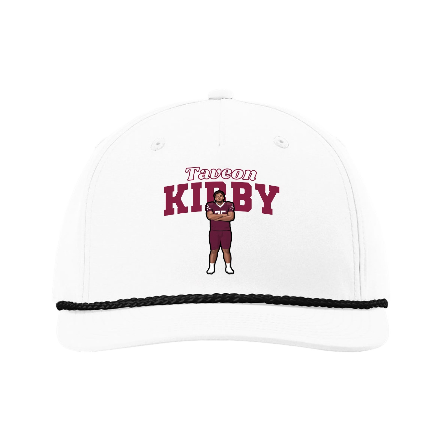 Five-Panel Classic Rope Cap — Name Arch in White