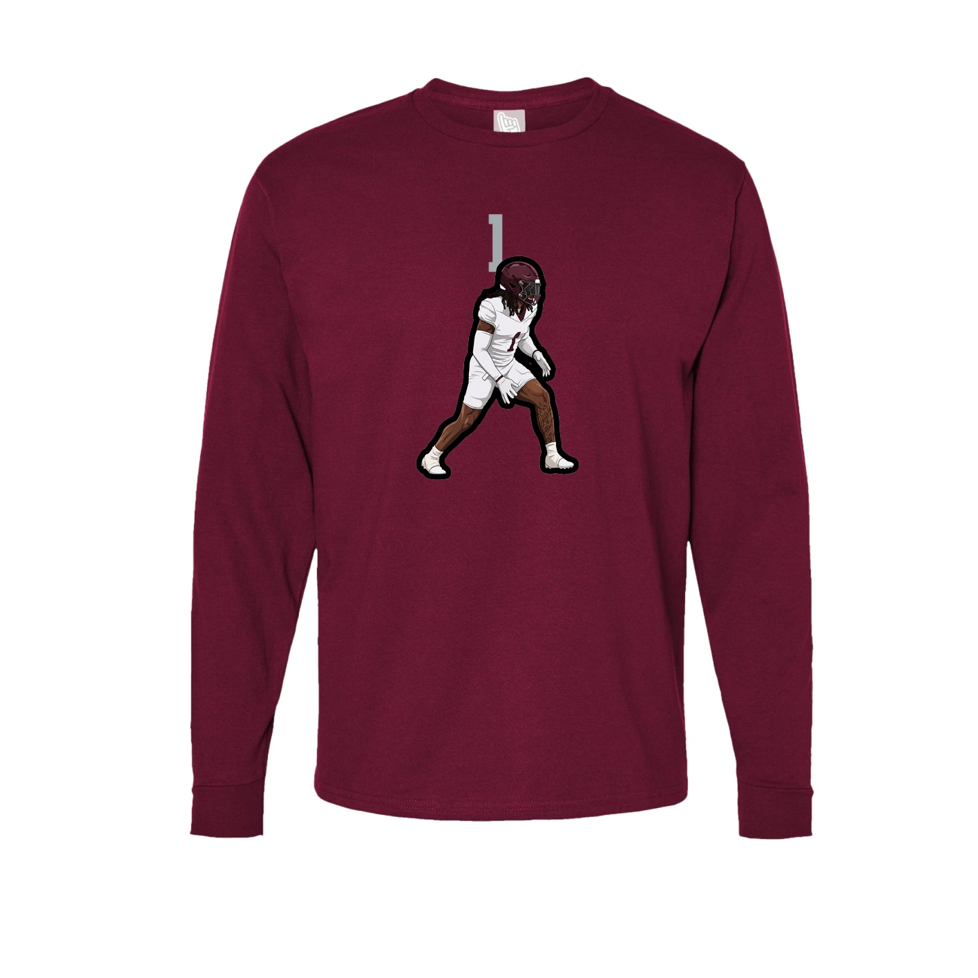 Long Sleeve Tee — Number Top in Cardinal