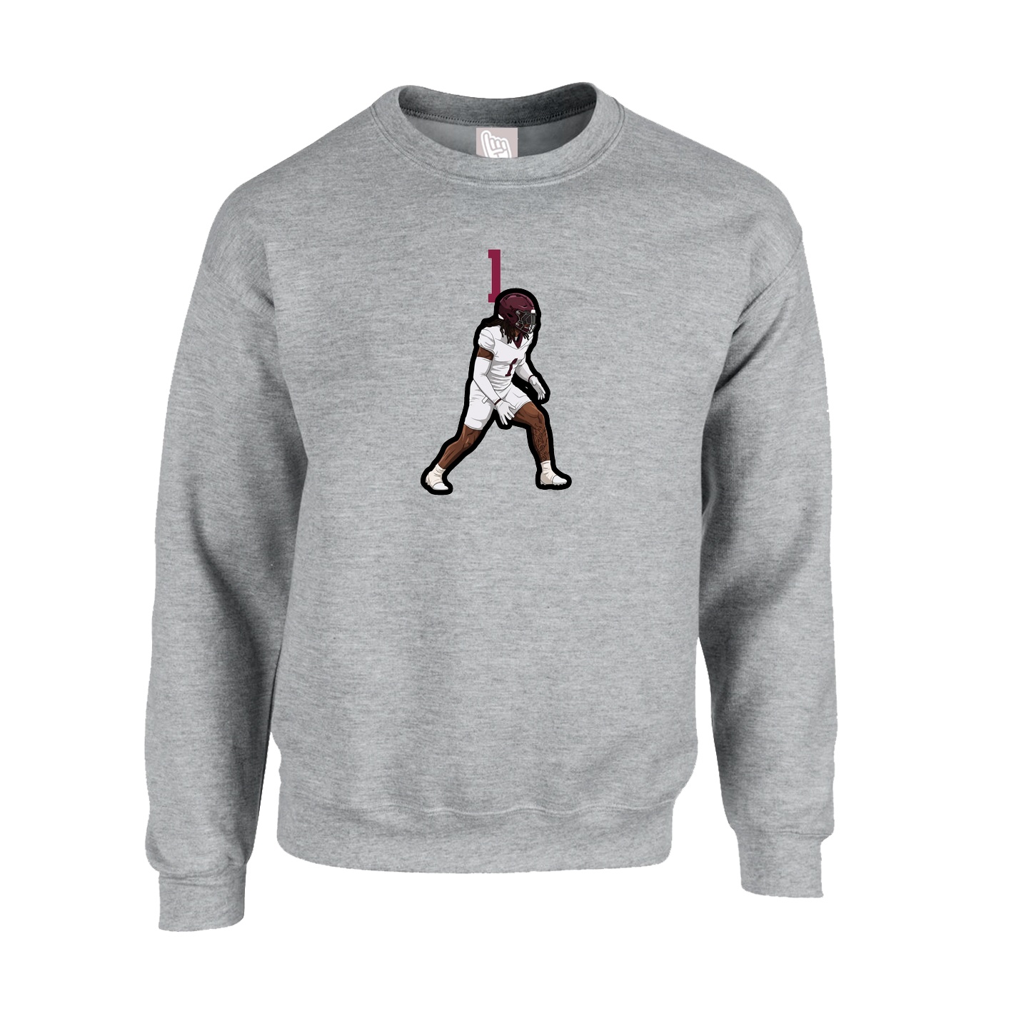 Fleece Crew — Number Top in Grey