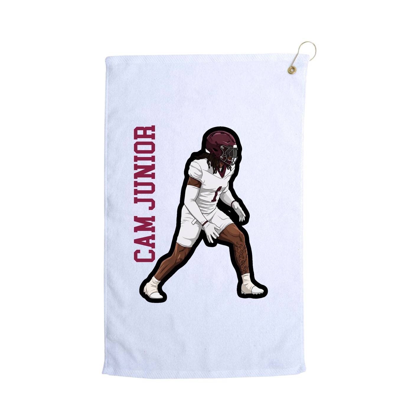 Golf Towel — Name Vertical in White