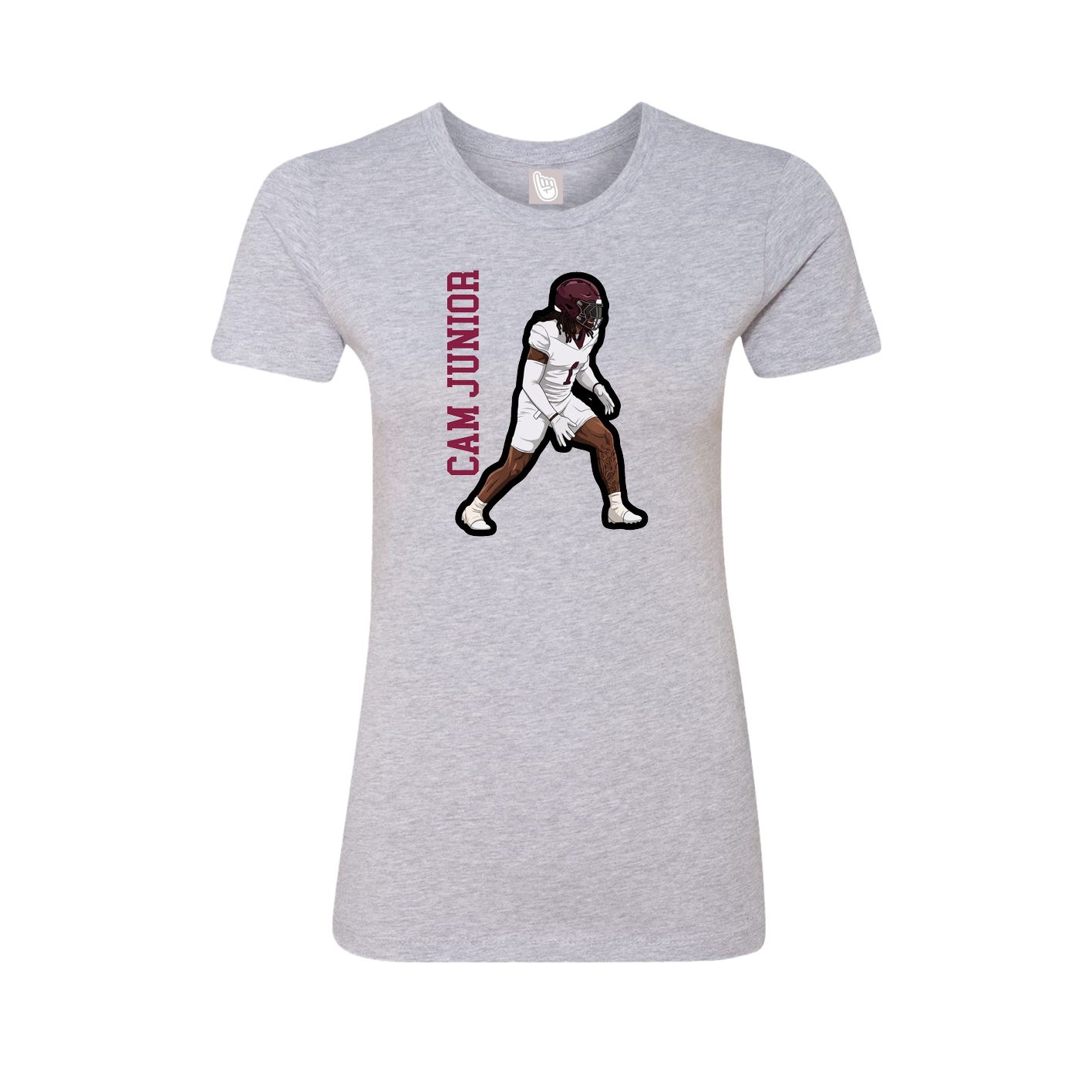 Fitted Women's Tee — Name Vertical in Grey