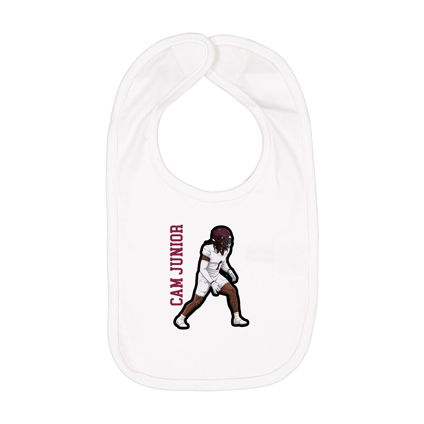 Infant Bib — Name Vertical in White