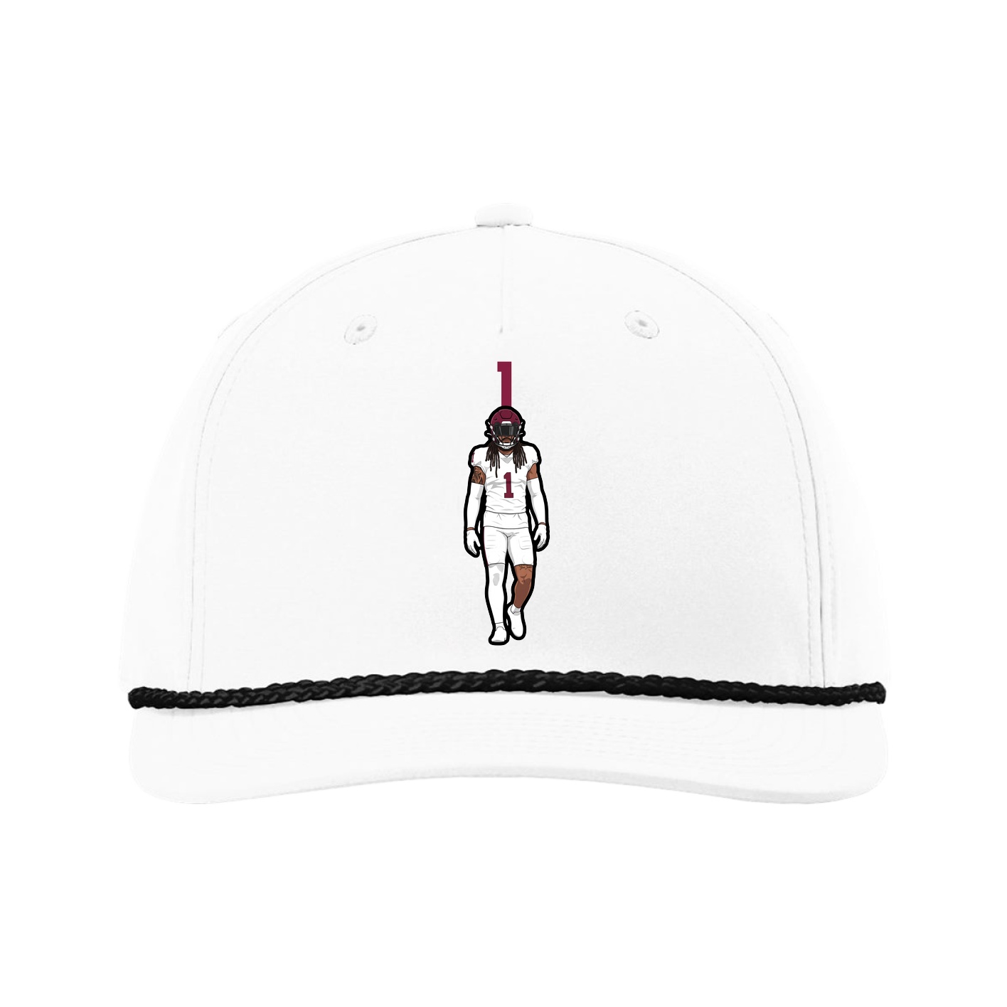 Five-Panel Classic Rope Cap — Number Top in White