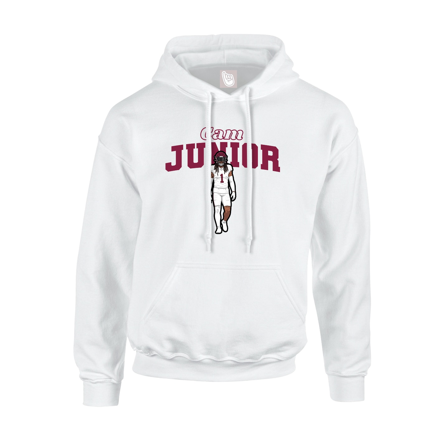 Youth Hoodie — Name Arch in White