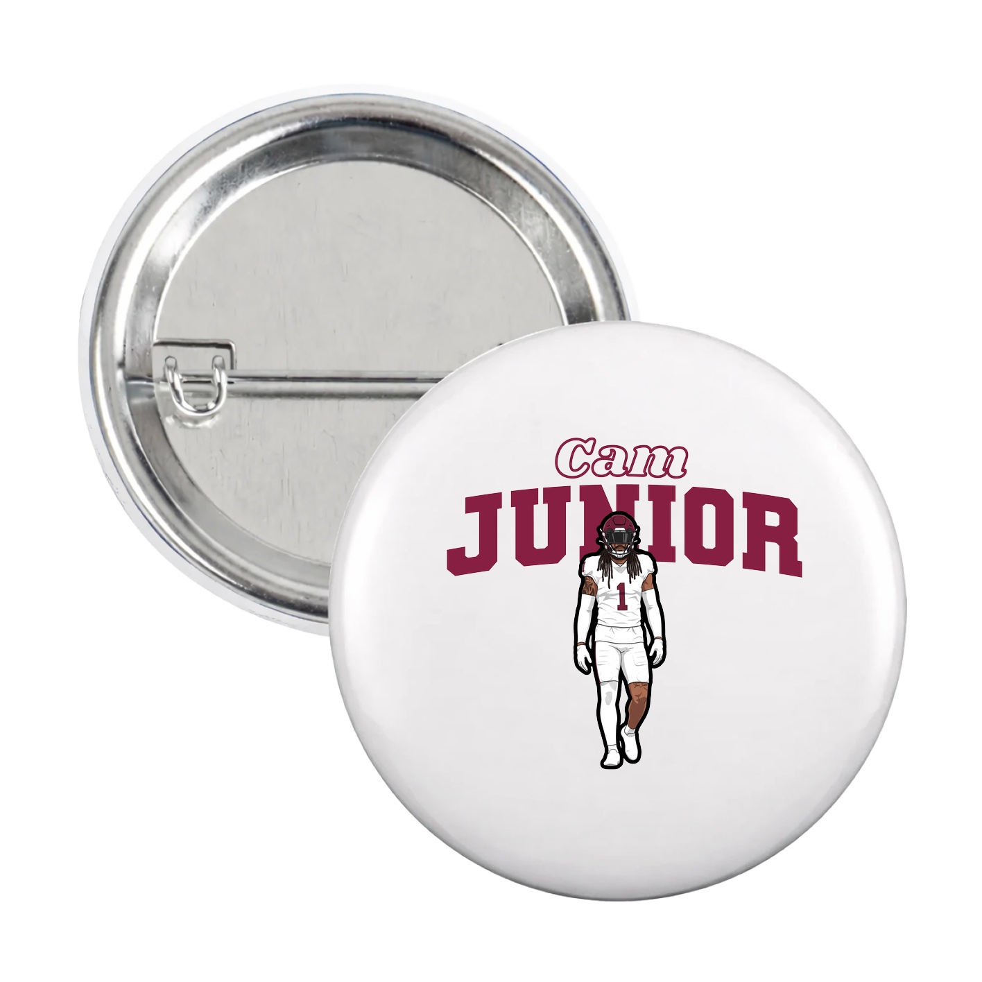 Game Day Button — Name Arch in White
