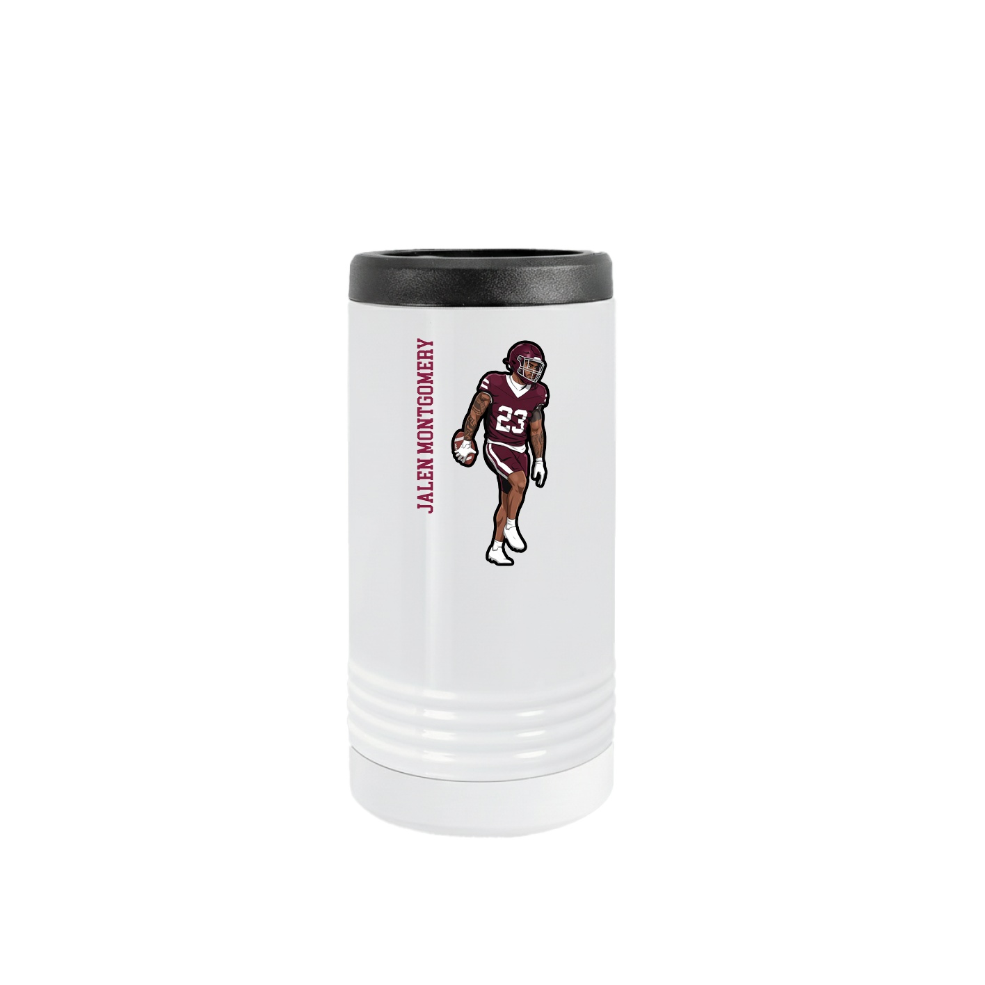 Slim Beverage Holder — Name Vertical in White