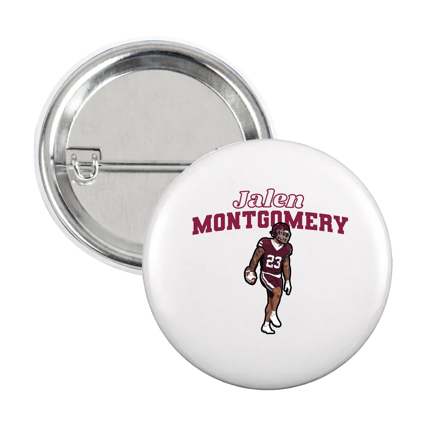Game Day Button — Name Arch in White