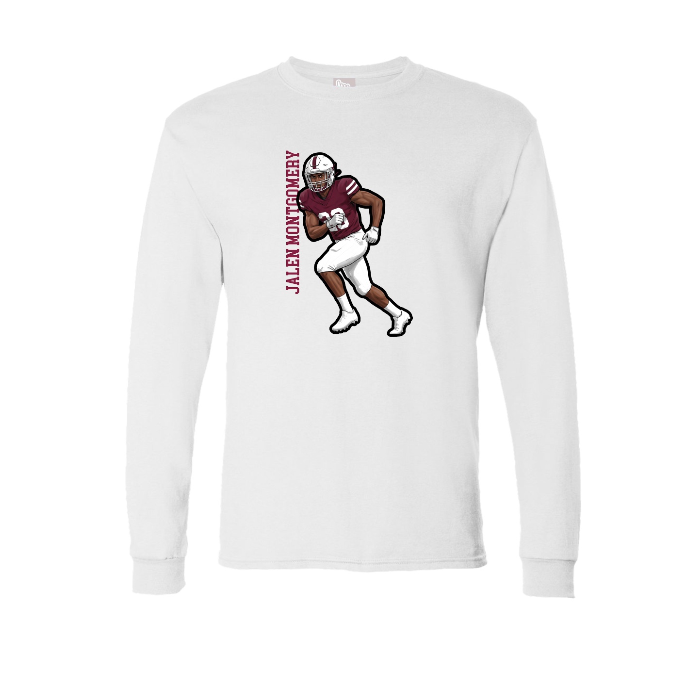Long Sleeve Tee — Name Vertical in White