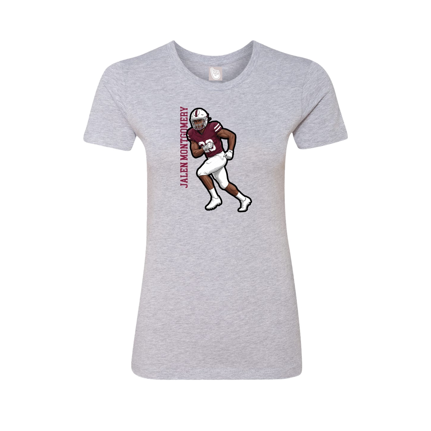 Fitted Women's Tee — Name Vertical in Grey