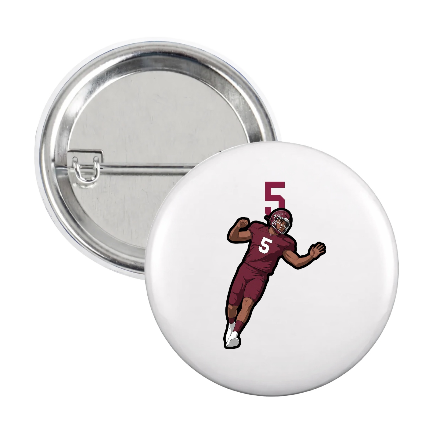Game Day Button — Number Top in White