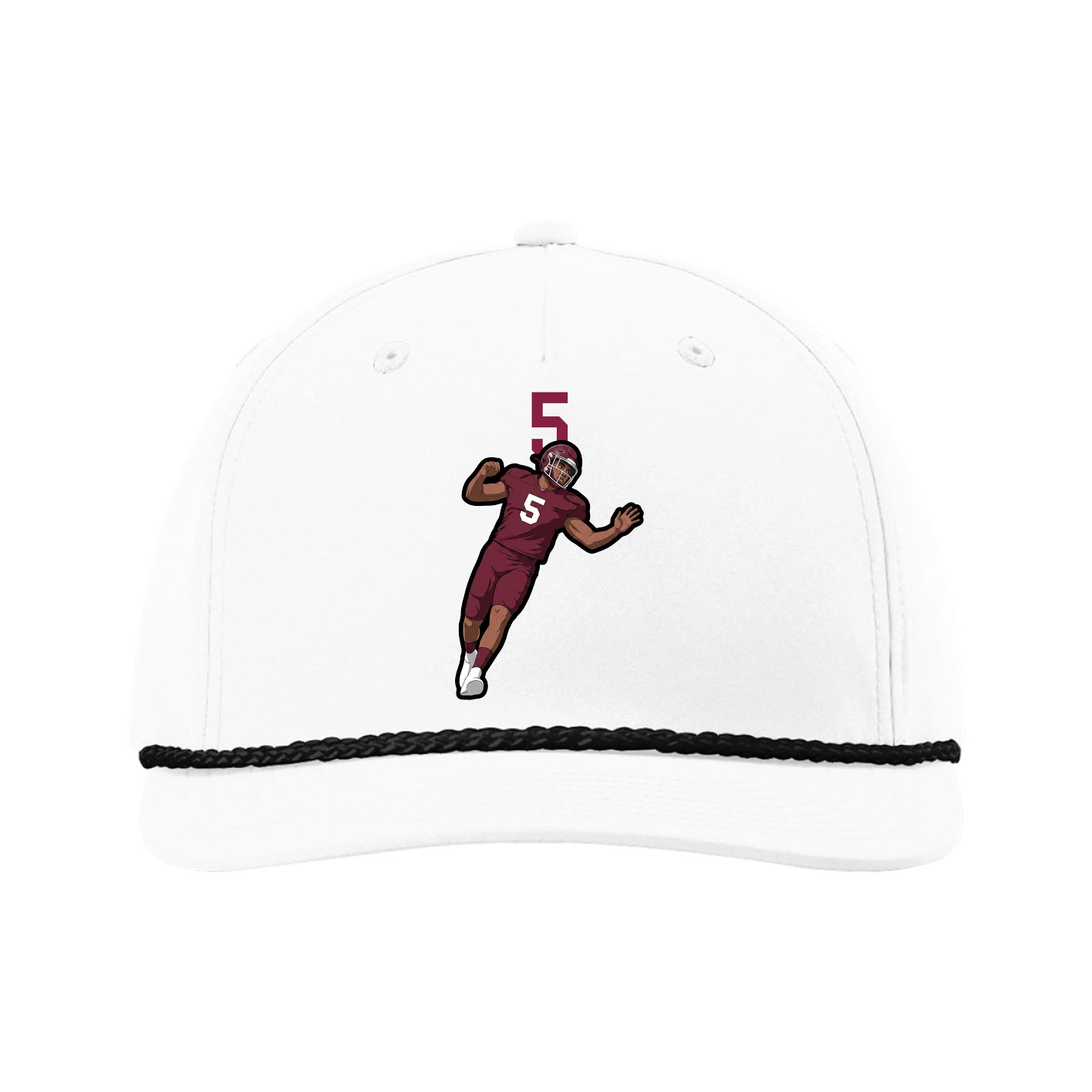 Five-Panel Classic Rope Cap — Number Top in White
