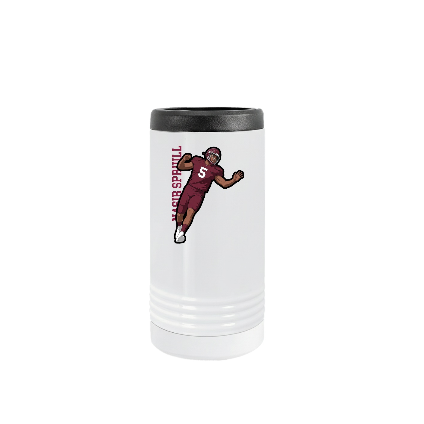 Slim Beverage Holder — Name Vertical in White