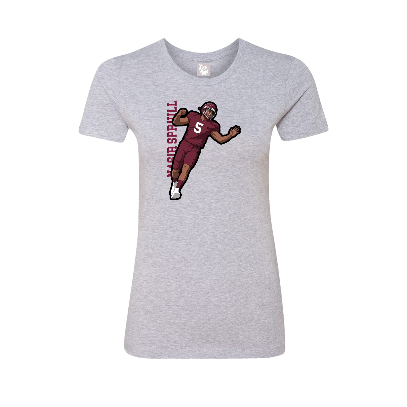 Fitted Women's Tee — Name Vertical in Grey