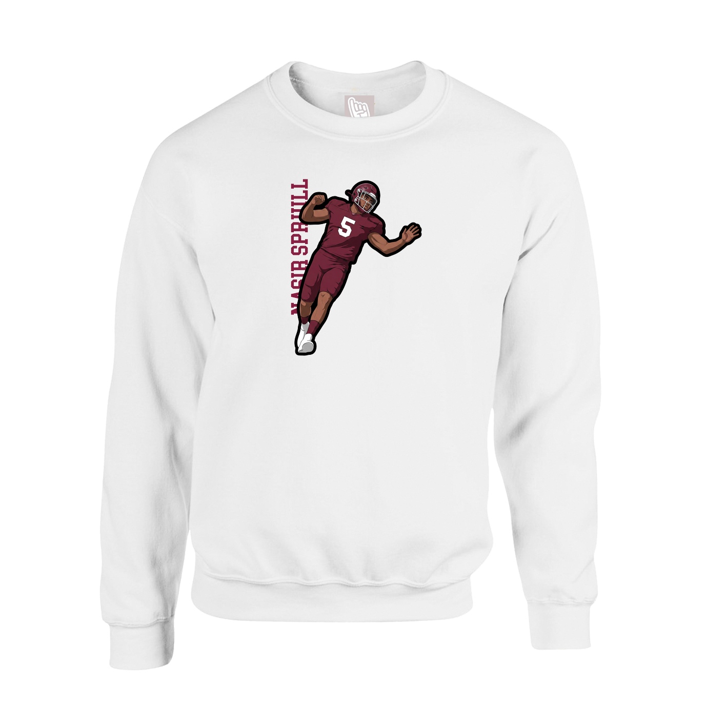 Fleece Crew — Name Vertical in White
