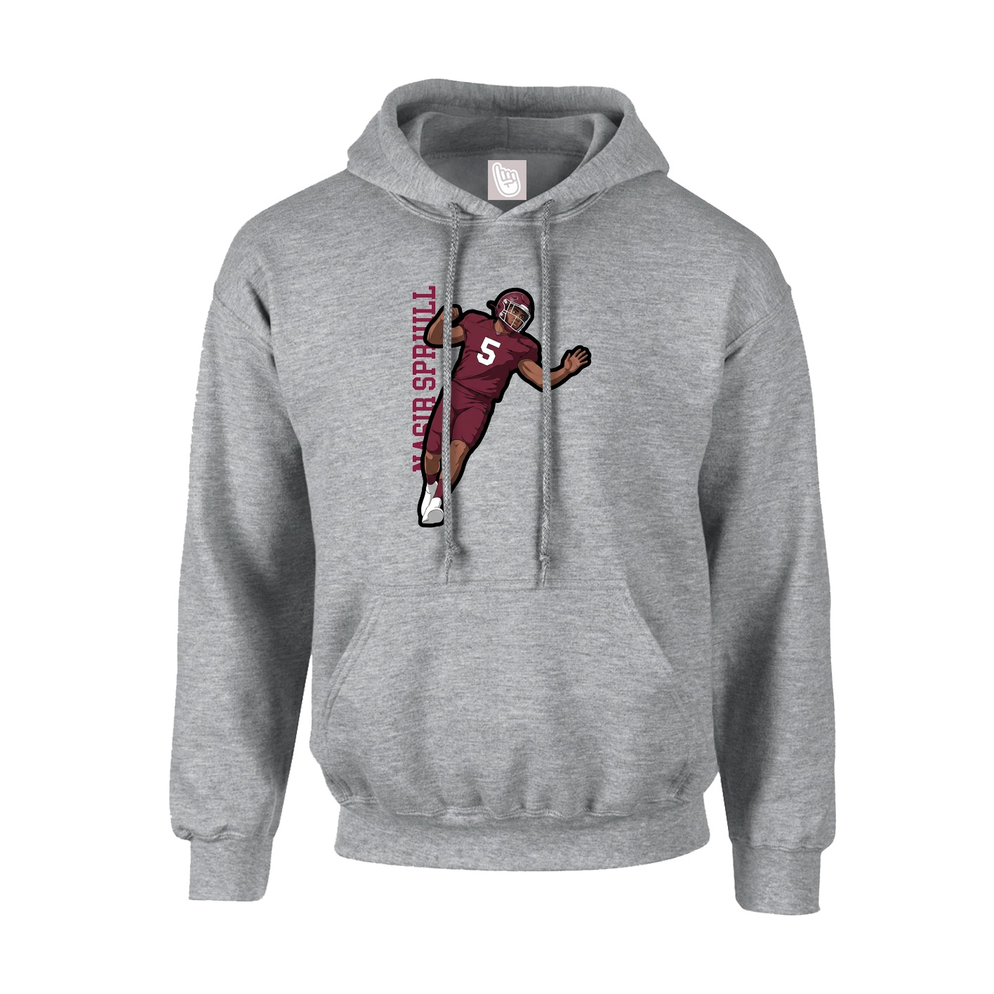 Youth Hoodie — Name Vertical in Grey