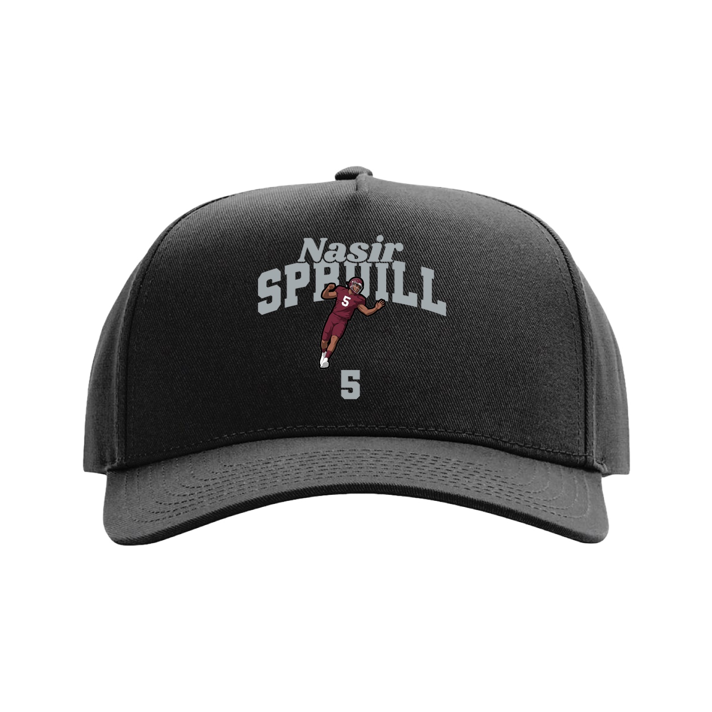Full Fabric Five-Panel Champ Cap — Signature Arch in Black