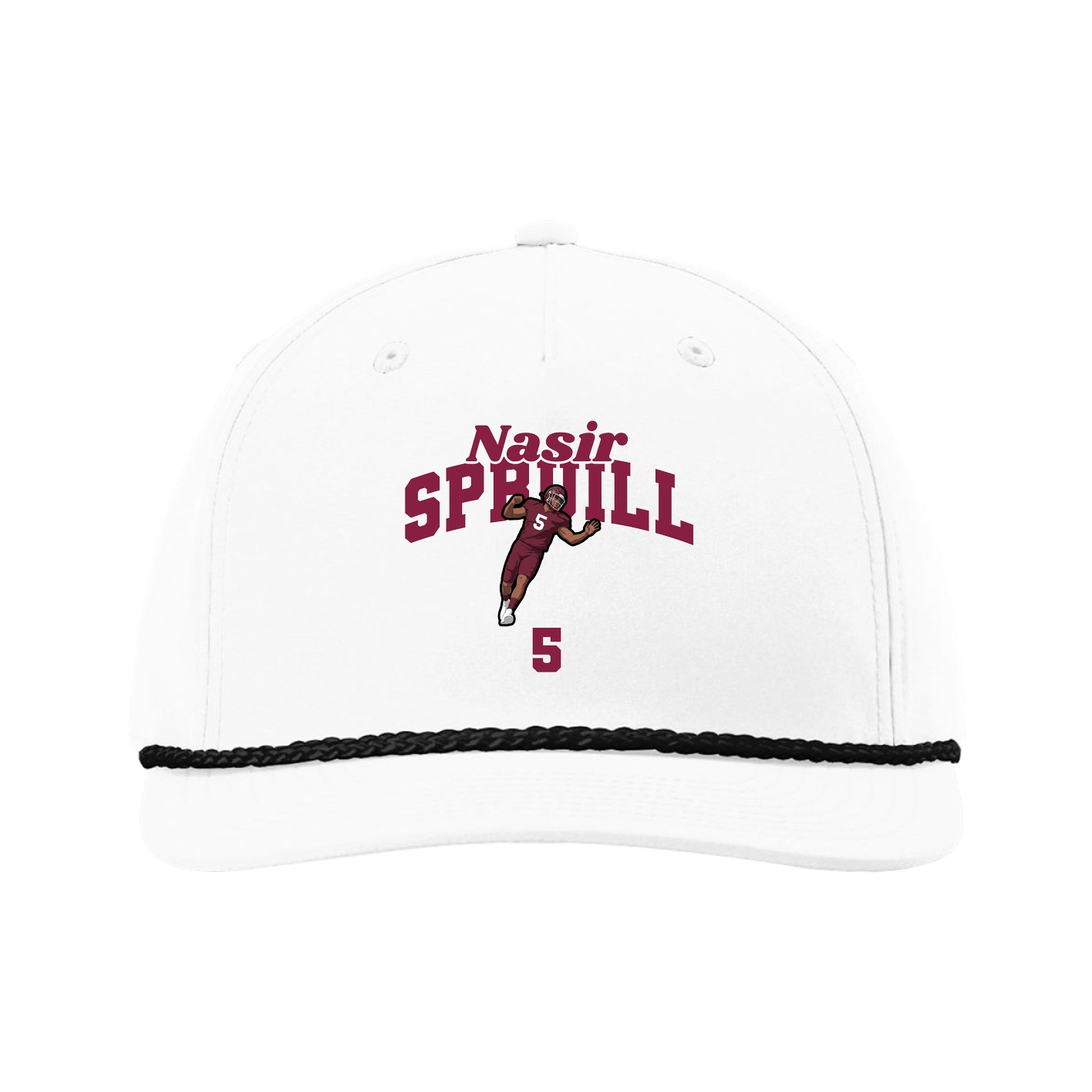 Five-Panel Classic Rope Cap — Signature Arch in White