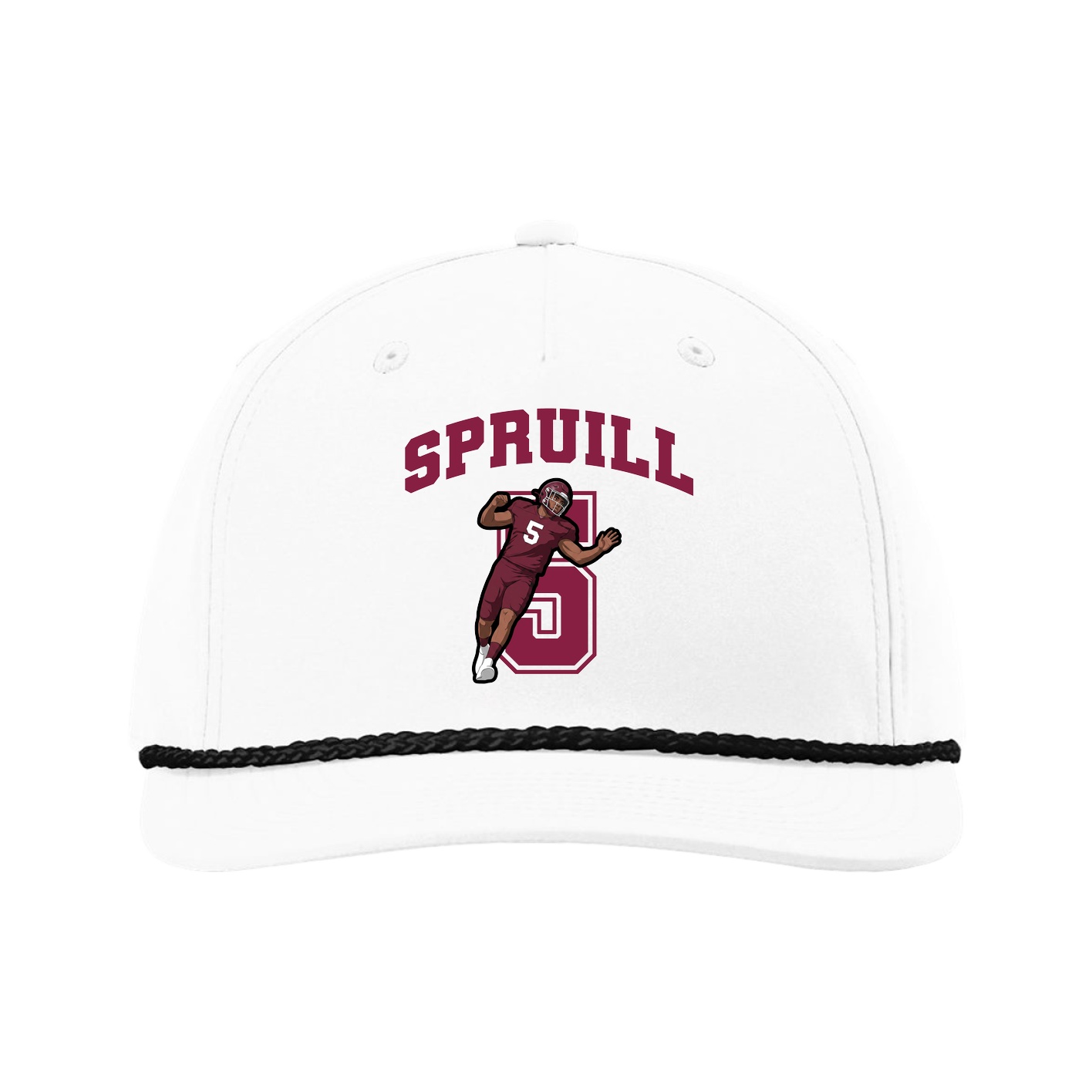 Five-Panel Classic Rope Cap — Number in White