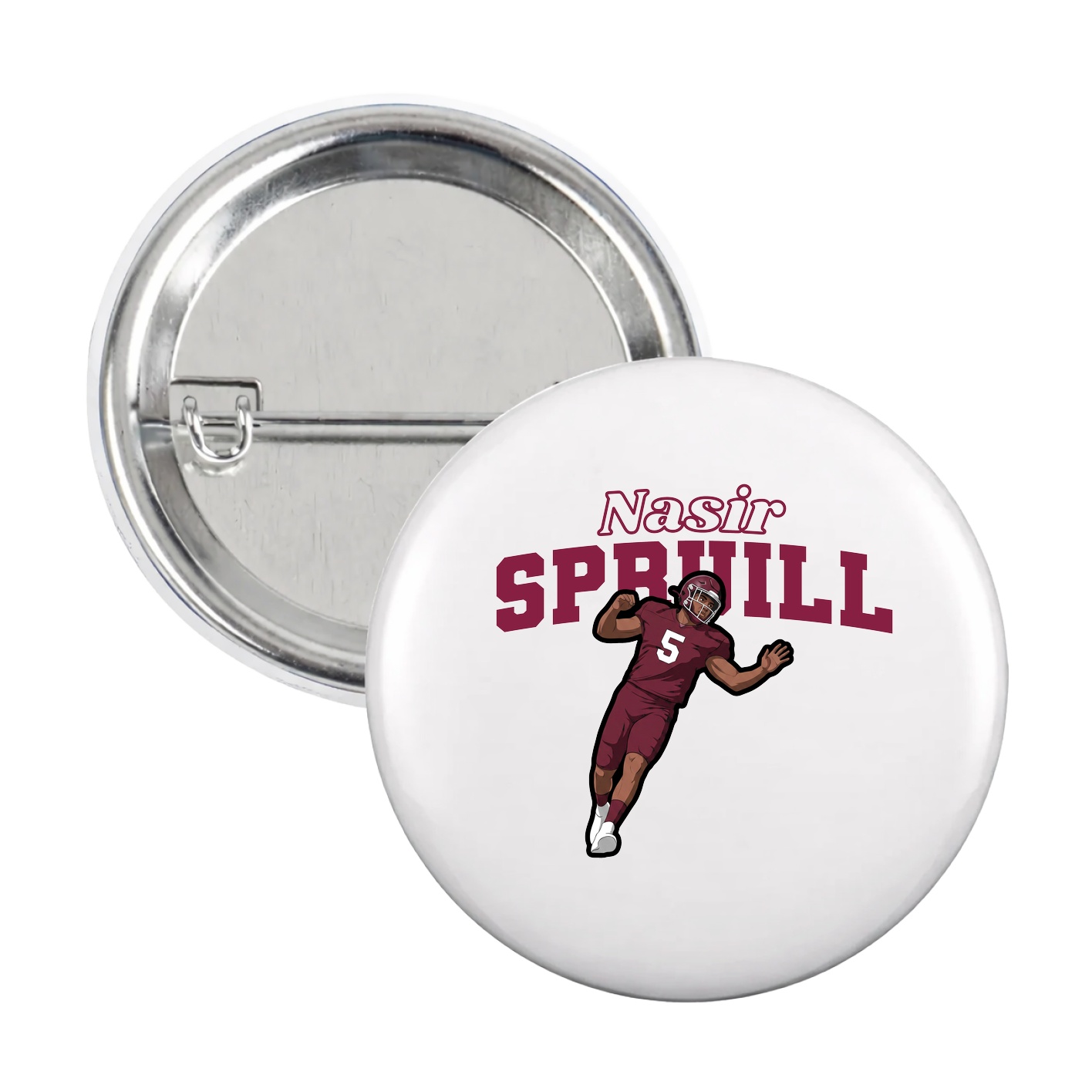 Game Day Button — Name Arch in White