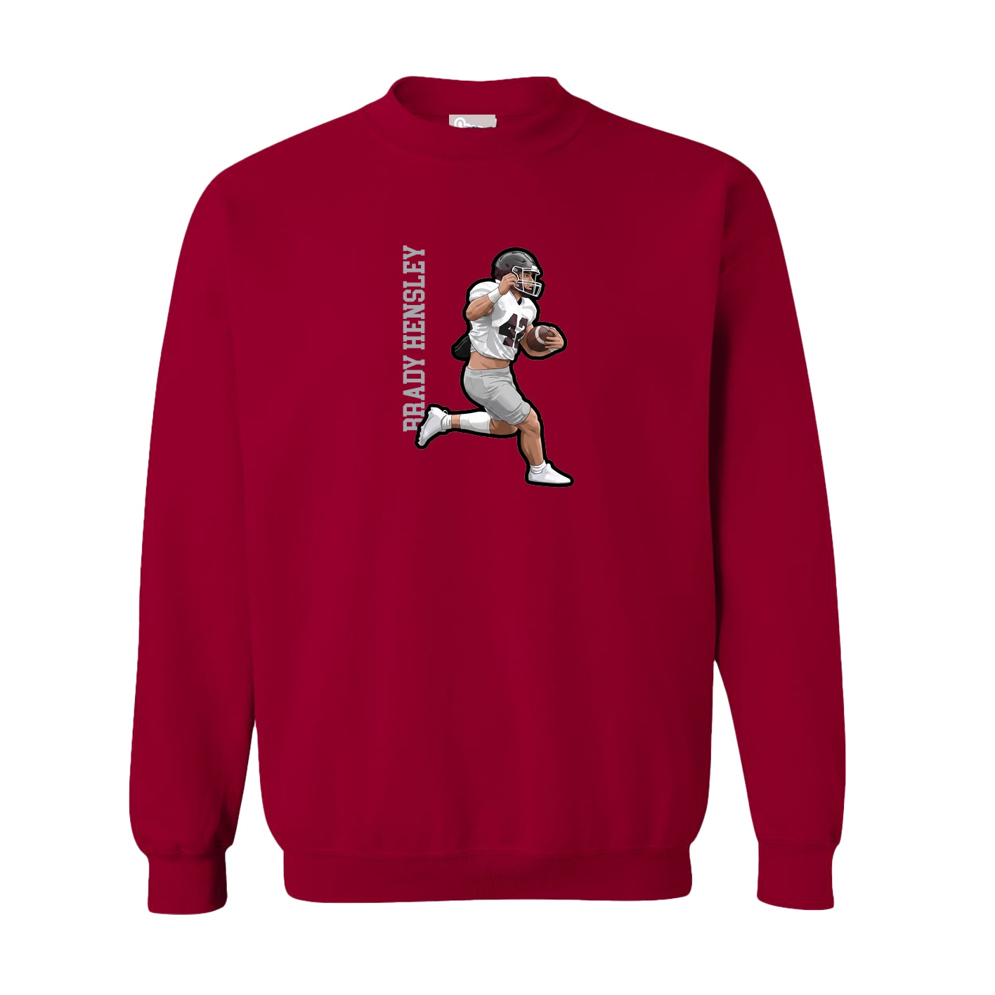 Fleece Crew — Name Vertical in Cardinal