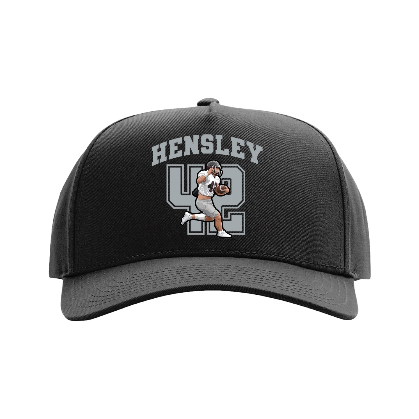 Full Fabric Five-Panel Champ Cap — Number in Black