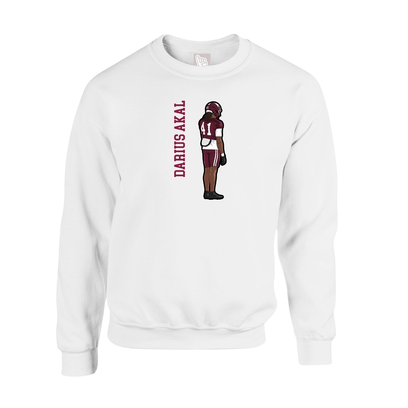 Fleece Crew — Name Vertical in White